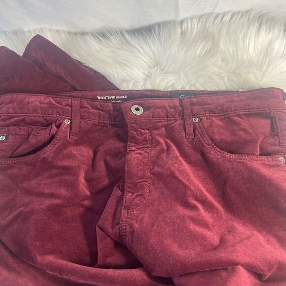 Adriano Goldschmied AG The Stevie Wine Velvet Textured Slim Straight Jea… - Picture 6 of 12